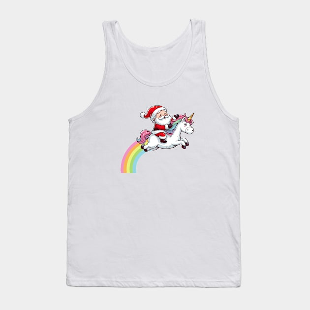 Santa Riding Unicorn Tank Top by katzura